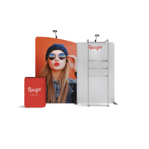 10x10 trade show booth design with shelves