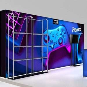 impact at your next industry event with the Peacock 10x20 Inline Display, part of the elite Collective Display Series