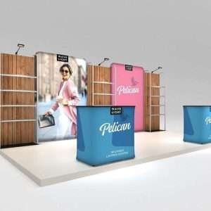 Makitso Pelican 10x20 Backlit Trade Show Display Kit with Inflatable Counters