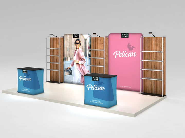 Makitso Pelican 10x20 Backlit Trade Show Display Kit with Inflatable Counters - Image 6