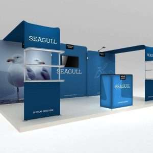 Makitso Seagull 10x20 Trade Show Display Kit with Product Shelving Towers
