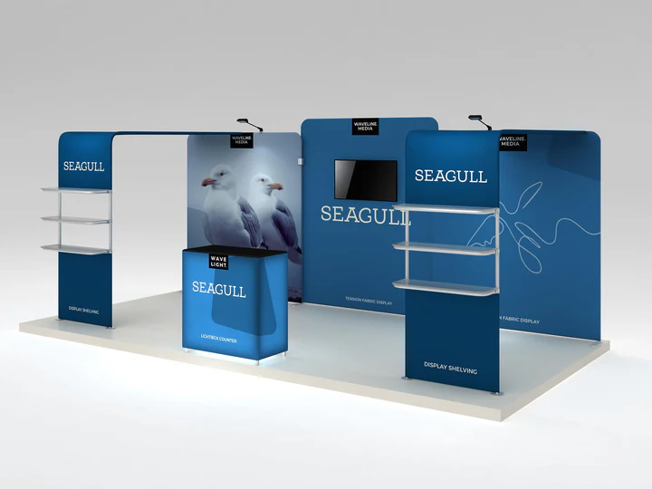 Makitso Seagull 10x20 Trade Show Display Kit with Product Shelving Towers - Image 6