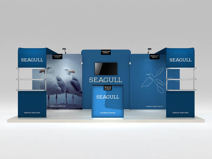 Makitso Seagull 10x20 Trade Show Display Kit with Product Shelving Towers - Image 7