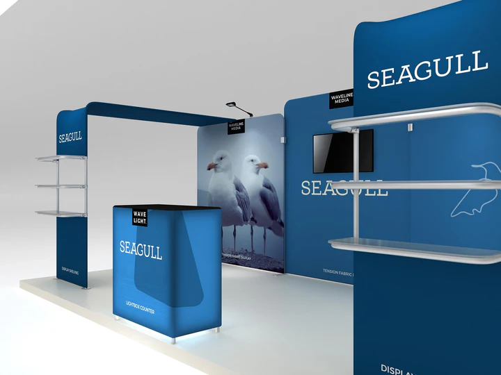 Makitso Seagull 10x20 Trade Show Display Kit with Product Shelving Towers - Image 5