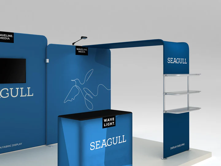 Makitso Seagull 10x20 Trade Show Display Kit with Product Shelving Towers - Image 3