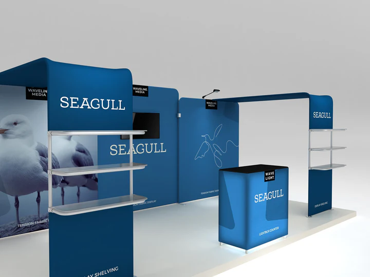 Makitso Seagull 10x20 Trade Show Display Kit with Product Shelving Towers - Image 4