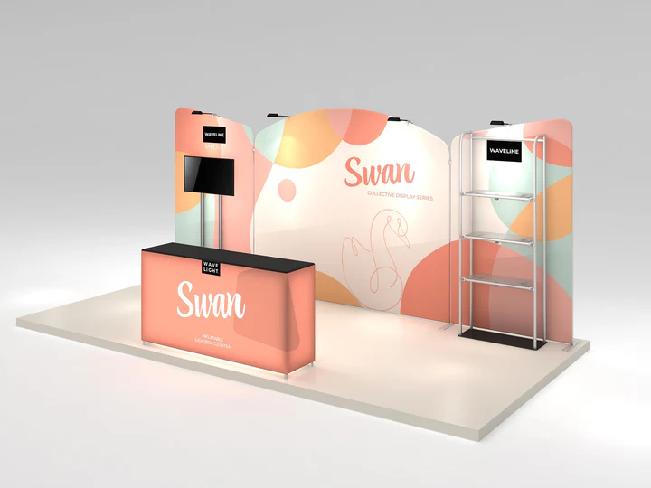 Makitso Swan 10x20 Trade Show Display Kit with Backlit Counter & Shelving - Image 6